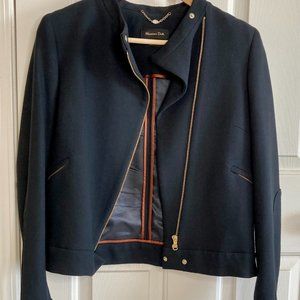 Massimo Dutti Women's Navy Wool Biker Jacket Size 6